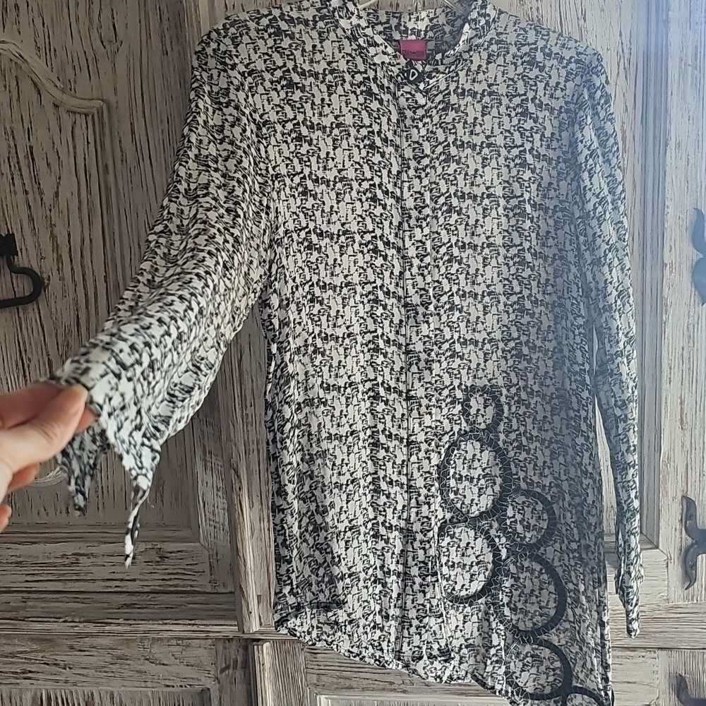 SAVE THE QUEEN Black & White Asymmetrical Top - SIZE S - Made In ITALY